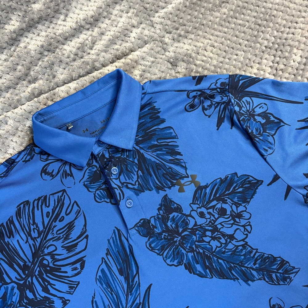 Under Armour Men's Blue Floral All Over Print Playoff Polo‎ Shirt